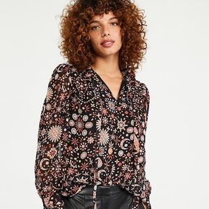 NWT ANN TAYLOR RUFFLE TIE NECK BLOUSE M!